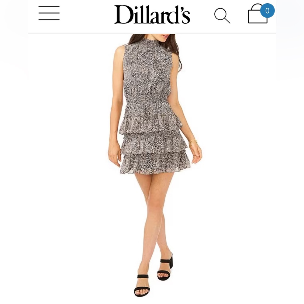1. State Mockneck Sleeveless Tiered Ruffled Mini Dress